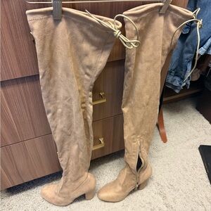 Lulu's Beige Over-the-Knee Boots